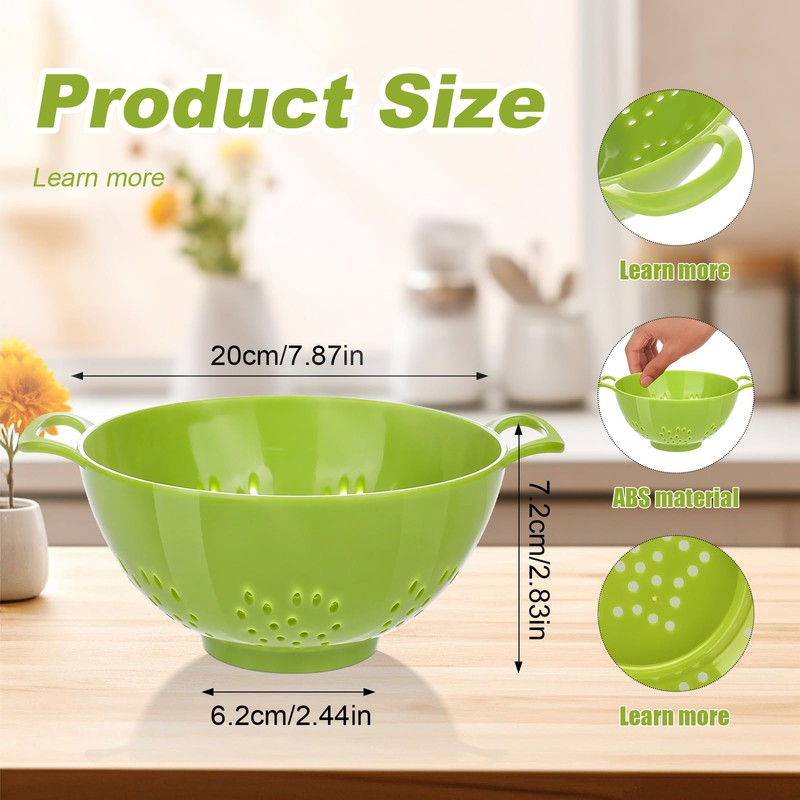 4 Pack Small Colander for Kitchen Mini Plastic Strainer Dish