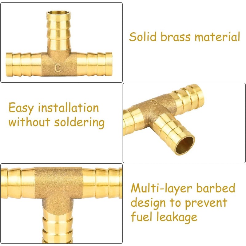 nutmanel T-Hose Connector Brass 10 mm Compressed Air Hose Connector