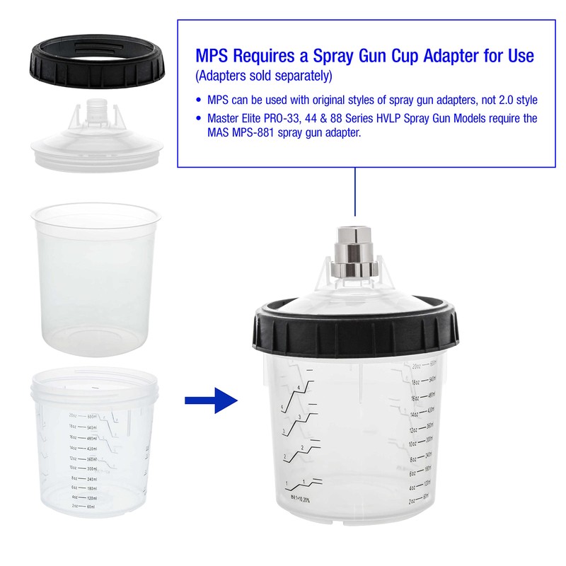 Master Paint System MPS Disposable Paint Spray Gun Cup Liners
