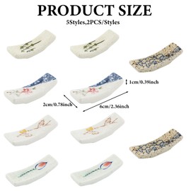 Chopstick Holder - 10PCS Hand-Painted Japanese Chopstick Rest, Ceramic Chopsticks Rest, Japanese Style Set of Ceramic Chopsticks, Kitchen Accessory, Spoon Fork Stand for Home Chop Sticks Stand Rests
