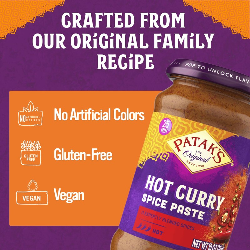 Patak’s Hot Curry Spice Paste - Hot Indian Cooking Paste