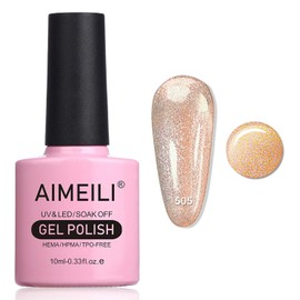 AIMEILI Hema Free Laser Rainbow Glitter Gel Nail Polish Neon Reflective Gel Polish Soak Off U V LED Bright Gel Polish Colors for Nail Art DIY Gel Nail Manicure -505 10ml