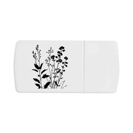 'Silhouette of Botanical Flowers' Pill Box with Tablet Splitter (PI00032687)