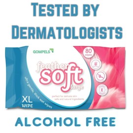 GOMPELS Feather Soft Extra Large Wet Wipes (80 Pack) - Premium Quality, Gentle Moist Wipes for All-Purpose Cleaning and Hygiene - Alcohol-Free, Hypoallergenic, and Eco-Friendly