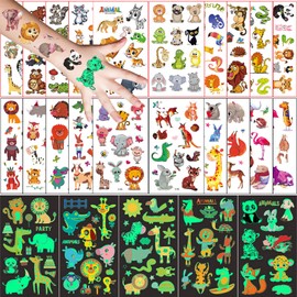 Children's Tattoo Set, 20 Sheets Cartoon Tattoos and 5 Sheets Glow in the Dark Temporary Tattoo, Waterproof Kids Stickers, Children's Tattoos, Children's Birthday Party Bags, Festival Party
