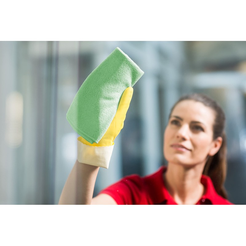 Vileda Professional 5 x Green 100% Recycled Microfibre Cleaning Cloth