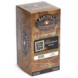 Baronet Coffee Pods [50/50 Decaf Colombian-54 Pods] Single Cup Use, Like Senseo [3 Boxes of 18 Single Serve 10 Gram] Regular Strength, Med Roast [50/50 Decaf Colombian]