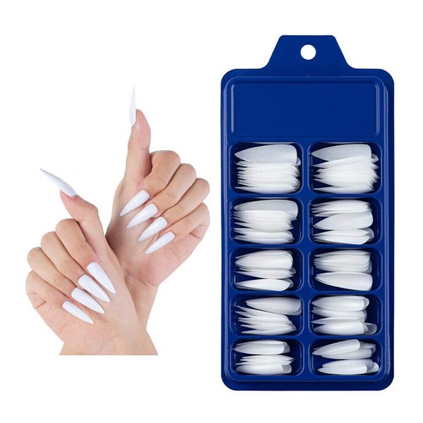 Amni 100 x Natural Look False Nail Tips 10 Sizes