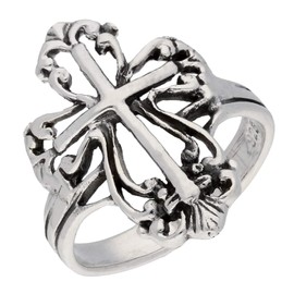 Sterling Silver Victorian Style Open Cross Ring Size 4(Sizes 4,5,6,7,8,9,10)