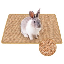 Mooydee Rabbit Scratching Pad, 16 x 12 Inch Natural Sisal Bunny Scratch Mat Scratcher Mats Claws and Teeth Care for Biting Sleeping Nesting Small Animal Bedding Chew Toys Bed Play Toy (Brown, 1Pc)