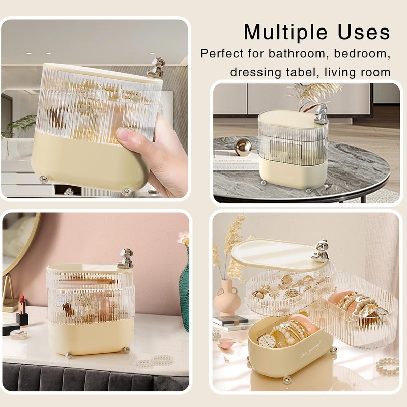 percifee Desktop makeup storage box, 360 ° rotation, multifunctional storage