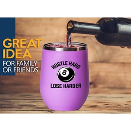 Billiard Pink Edition Wine Tumbler 12oz - lose harder. - Pool Player Gifts Table Rail Balls Chalk Cue Sticks