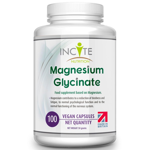 Magnesium Glycinate Supplements 500mg Premium Quality Natural High Strength 100 Vegan Capsules (3 Month Supply) with Highest Bioavailability