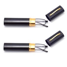 HIGHLIKE 2-Pack Slim Pocket Reading Glasses Men Women, Compact Readers Super Clear Lens, Spring Hinge Metal Frame Eyeglasses, Black Black 1.75 x