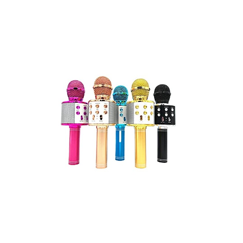 Karaoke Wireless Microphone with LED Lights (Blue)