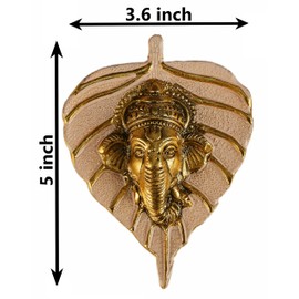 Charmy Crafts Ganesha de metal pequeño sobre hoja, para colgar en la pared, decoración de la habitación, mejor inauguración de la casa, artículo de regalo para decoración de pared, juego de 2 (acabado dorado soleado) (rosa ostra)