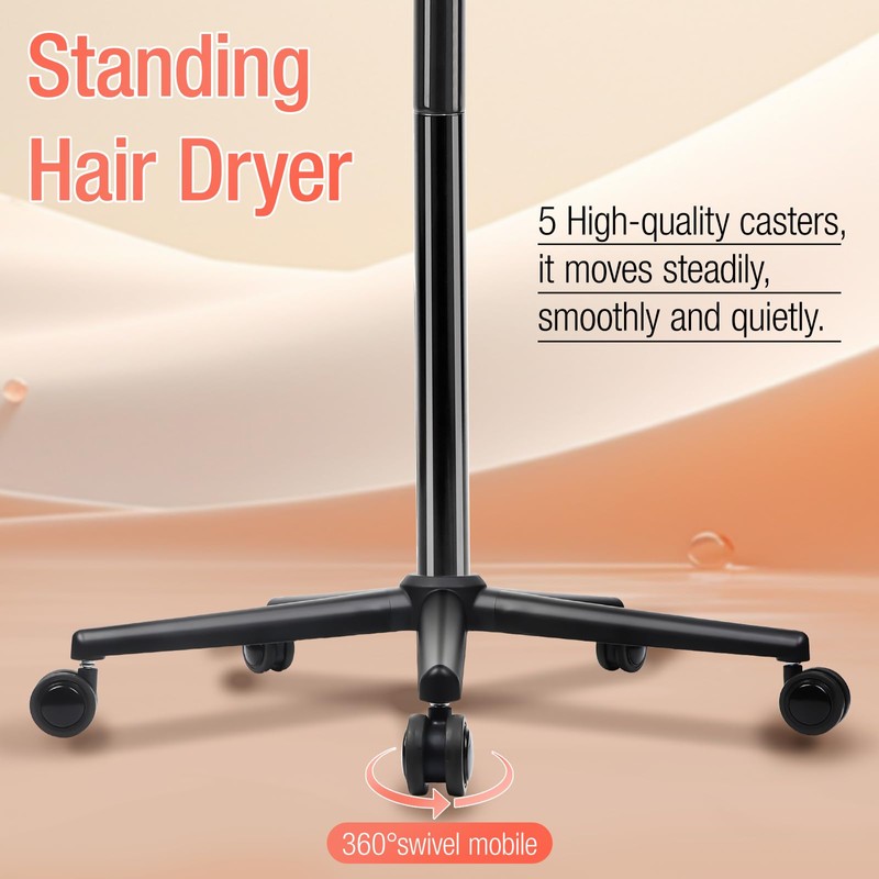 Hooded Hair Dryer, Professional Standing Hair Dryer with Time Setting,