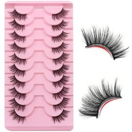 Strip Lashes False Lashes Half Lash Style Natural Look Clear Band Light Weight Wispy Faux Mink Russian Strip Lashes D Curl 3D Crisscross Multi-Layers False Eyelashes