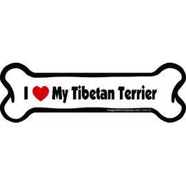 Imagine This Company I Love My Breed Bone Shaped Pet Magnet; Removable Magnets for Cars, Fridges, Lockers & More, Stylish Pet Inspired Car Accessories, 2 x 7 inches, White/Black, Tibetan Terrier