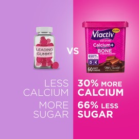 Viactiv Calcium +Vitamin D3 Supplement Soft Chews, Milk Chocolate, 60 Chews - Calcium Dietary Supplement for Bone Health