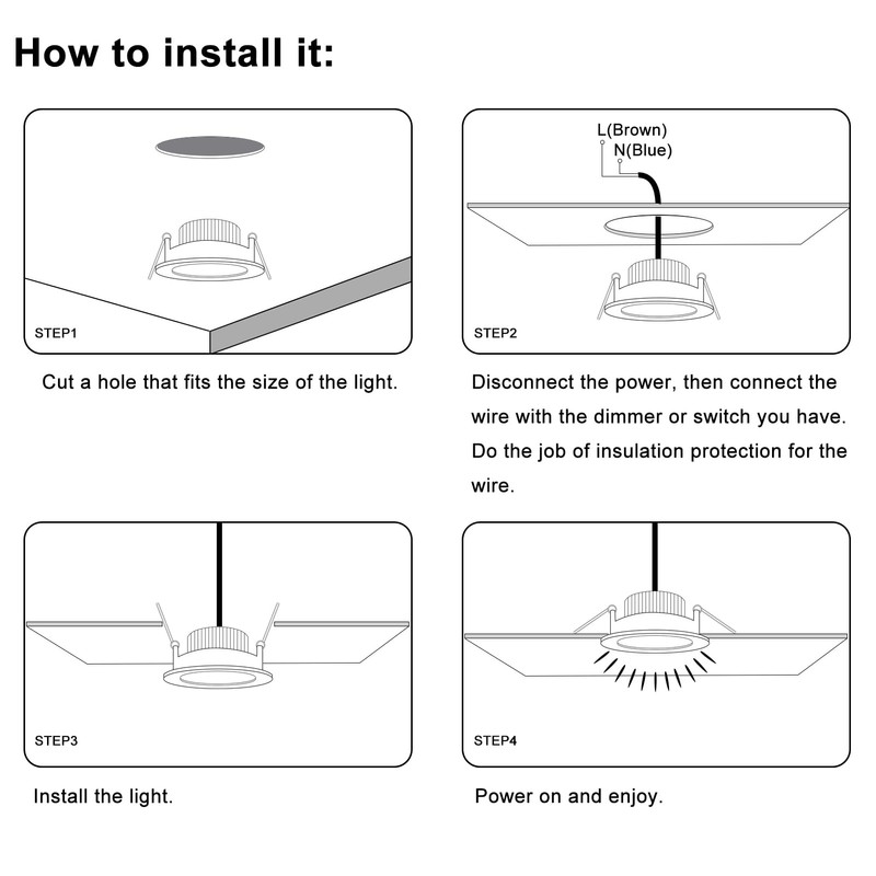 LEDLightsWorld 2.5 inch Black LED Recessed Lighting, Dimmable 5W Retrofit