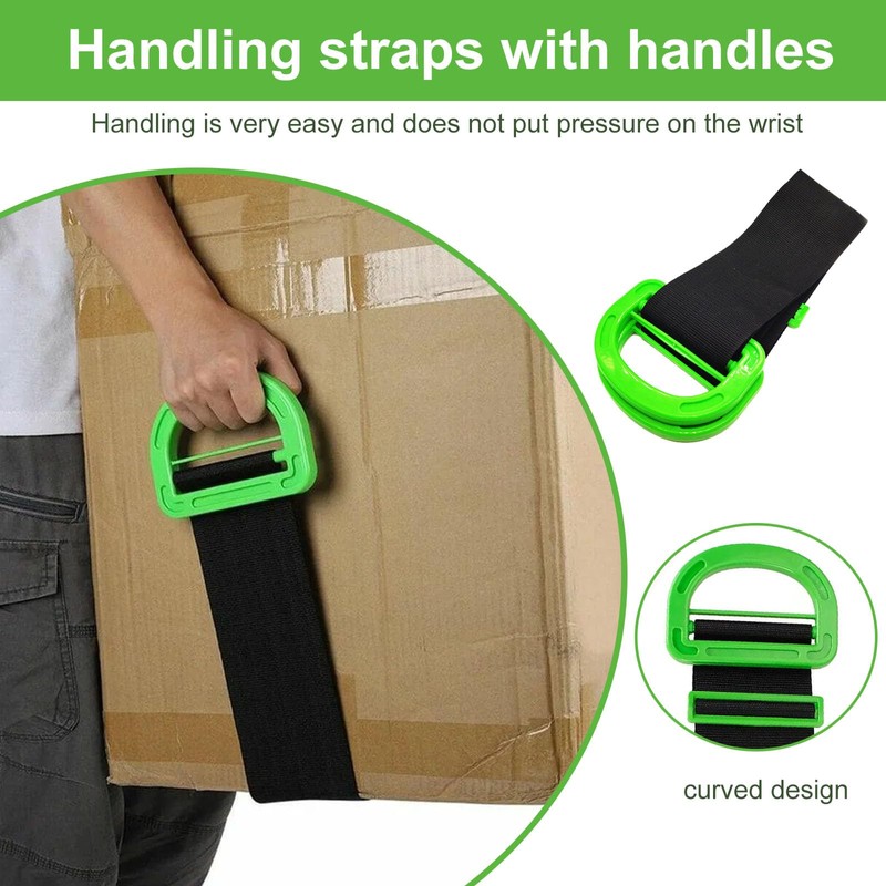 Adjustable Lifting Moving Straps, 2PCS Single or Multi-Person Retractable Carrying