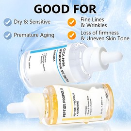 2PCS Hydration & Wrinkle Renewal Serum, with Peptide Propolis Complex,Reduces Wrinkles & Improves Elasticity, Deep Moisturizing Skin Renewal, Suitable for All Skin Types (1.69 fl.oz)