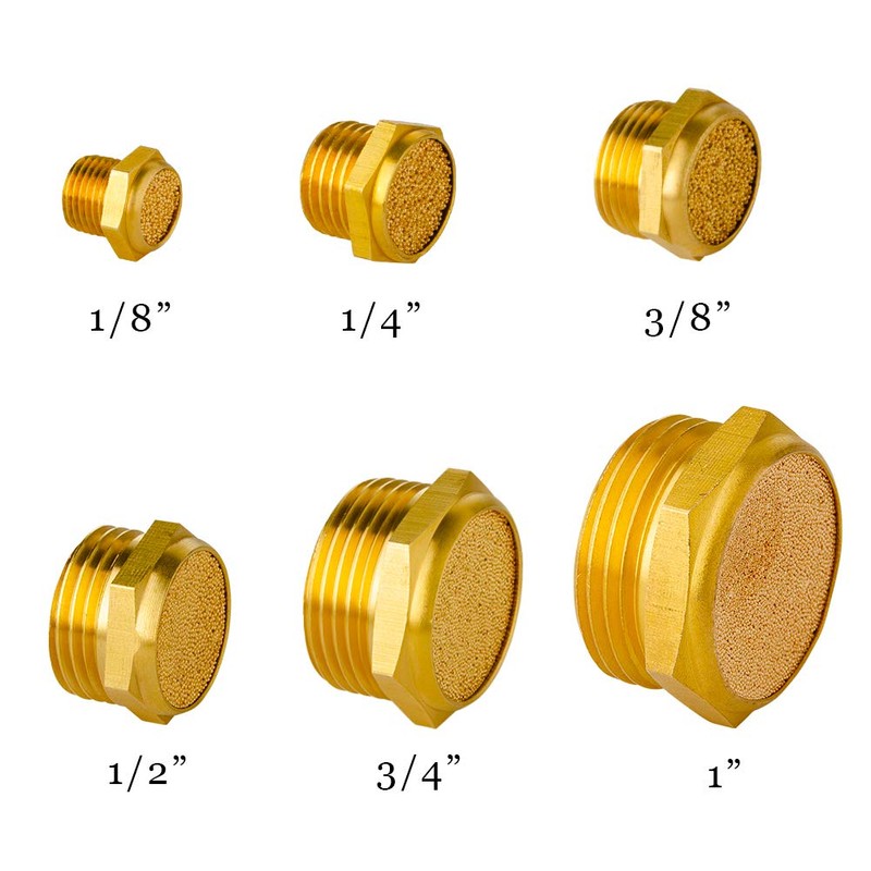 Quickun Pneumatic Muffler Silencer, 1/2” Male Thread Brass Air Exhaust