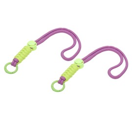 PATIKIL Paracord Lanyard Keychain, 2Pcs Cell Phone Keychain Rope Wrist Lanyards Braided Strap with Spring Ring for Hanging Key, Purple, Green