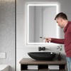 LED-Bathroom-Mirror-with-Lights,Display The Temperature and Time Bathroom Mirror with Light De-fogging,