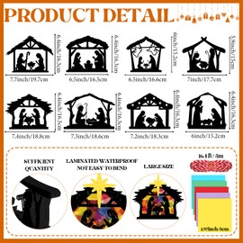 Motipuns 16 Sets Christmas Nativity Crafts Kits Christianity Paper Crafts Kits Hanging Ornaments for Xmas Christian DIY Make a Nativity Scene Religious Church Bible Decor Gift