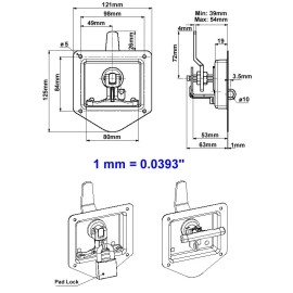 Mesan T - HANDLE HEAVY DUTY INDUSTRIAL LOCKS. Part # 115