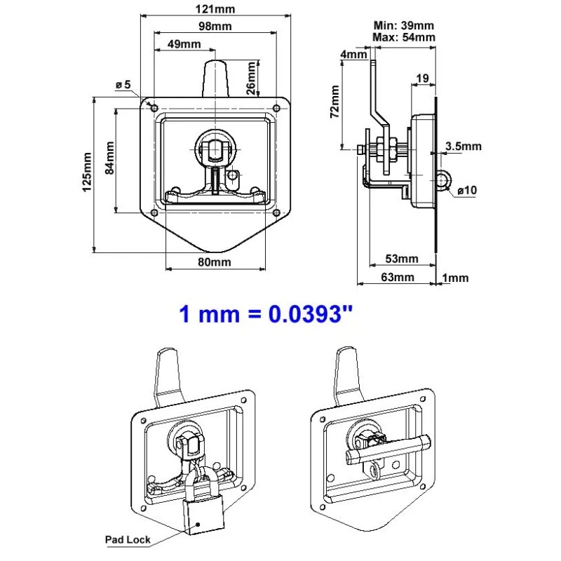 Mesan T - HANDLE HEAVY DUTY INDUSTRIAL LOCKS. Part #