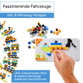 CUBIDI® Original Mosaic Game - Funny Vehicles Edition | Creative Plug-In Game as Toy from 4 Years Boys and Girls | Educational Toy to Promote Imagination | Gifts for Children from 3-9 Years