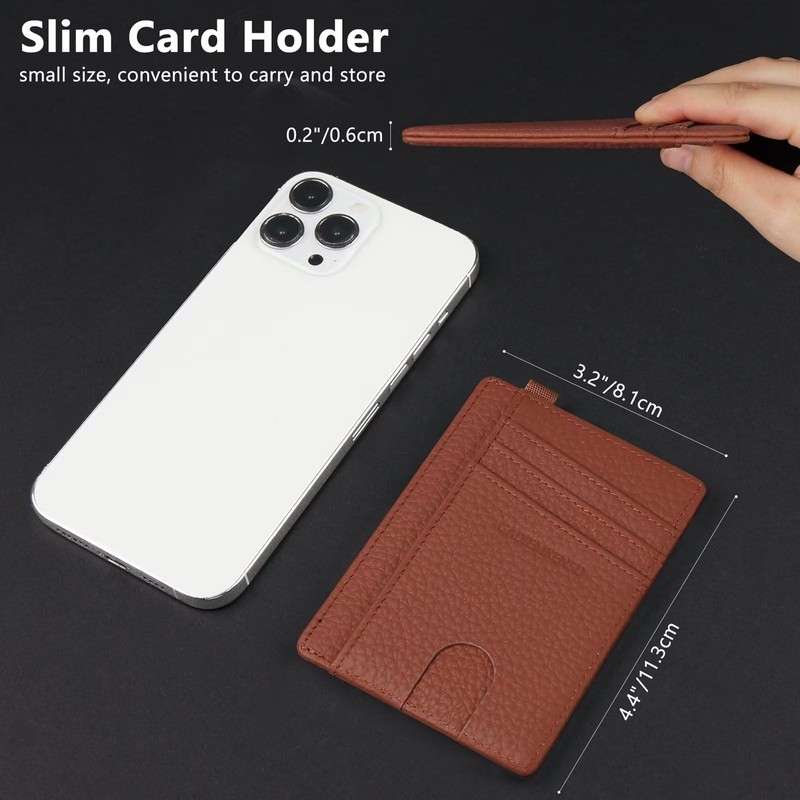 GADIEMKENSD Card Holder RFID Blocking Genuine Leather Slim Card Wallets,