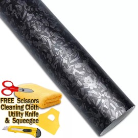 Carlas 60" x 60" Premium Matte Flat Forged Carbon Fiber Vinyl Wrap Film Black 5ft x 5ft