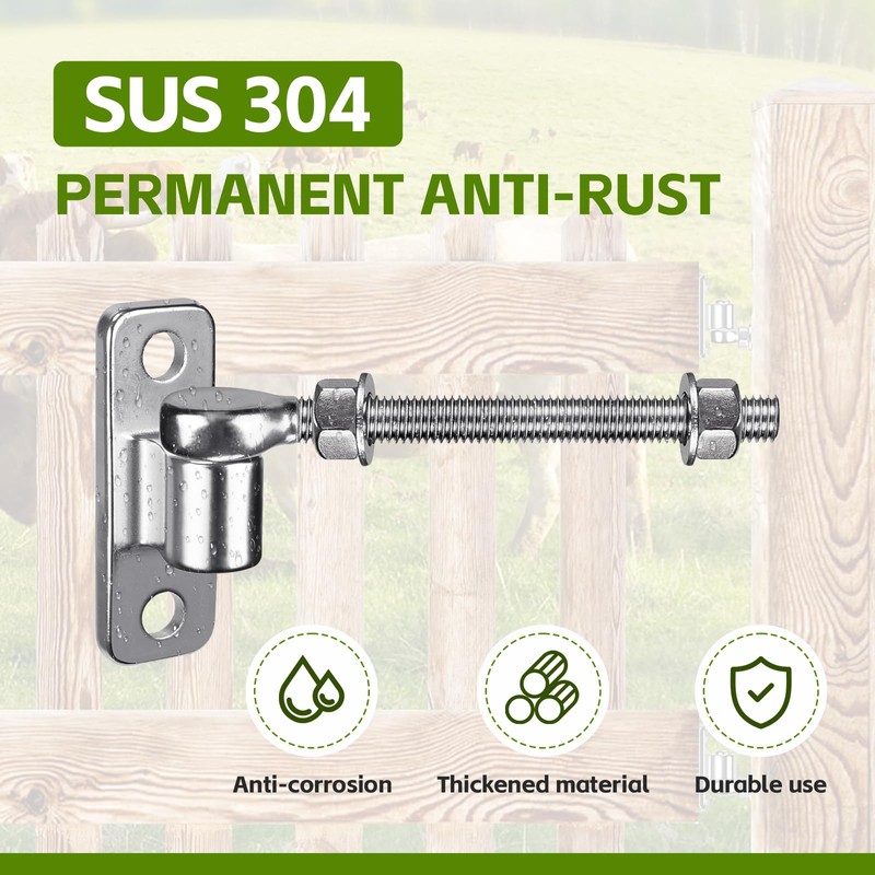 2 Pack 8'' J Bolt Gate Hinge, Heavy Duty 304