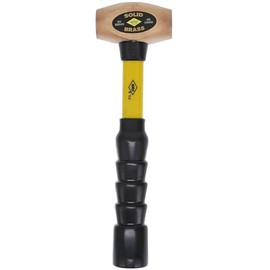 Nupla 4 lb. Non-Sparking Brass Hammer with 12 inch Fiberglass Handle and SG Grip - Perfect for Mechanics, Contractors, and Trade Professionals, Yellow, 75.30-040E