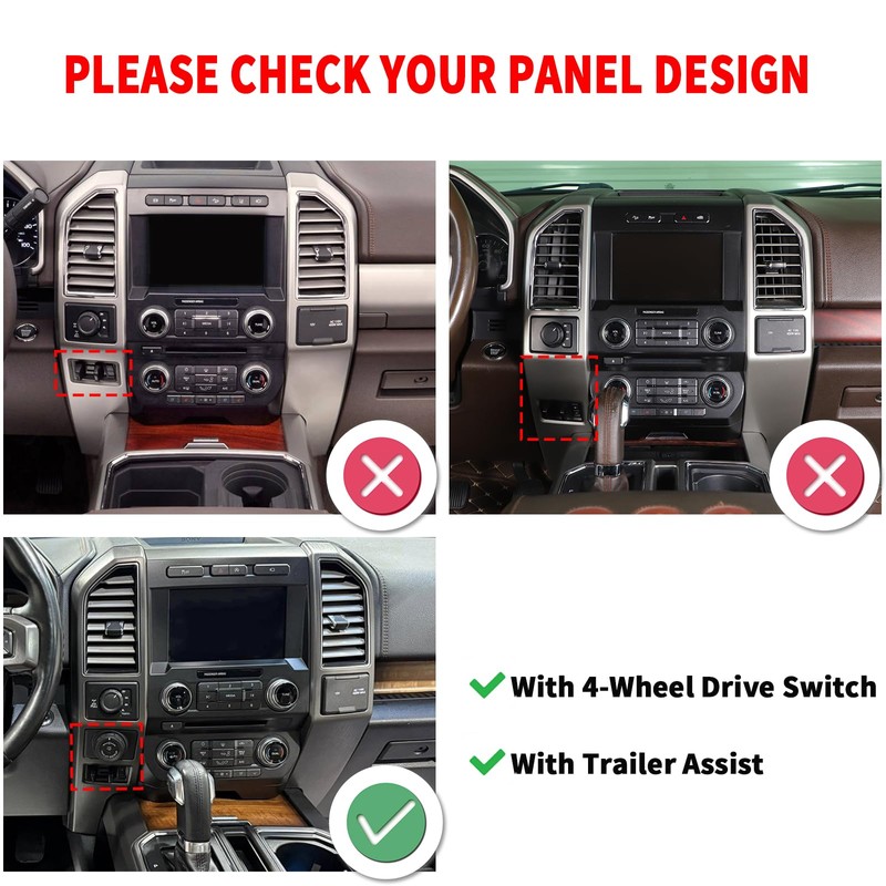 RAZPOY for F150 Interior Trim Kit, 4PCS Center Console AC