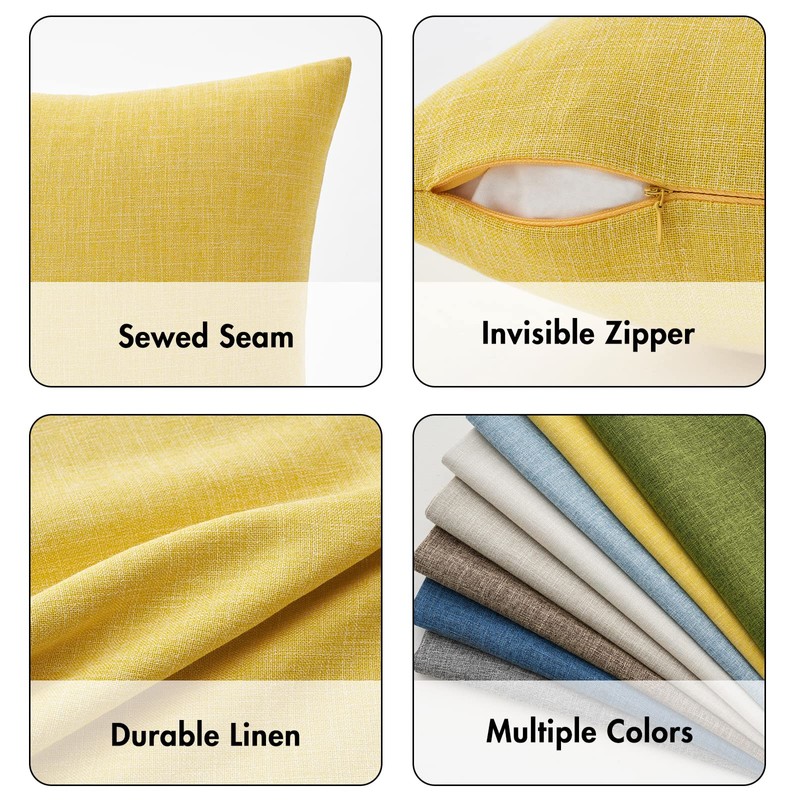 MIULEE Pack of 2 Decorative Throw Pillow Covers Linen Burlap