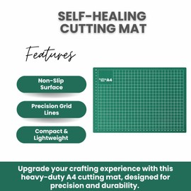 Heavy-Duty A4 Self-Healing Cutting Mat – Non-Slip Craft Grid Mat for Precision Cutting (210x297mm)