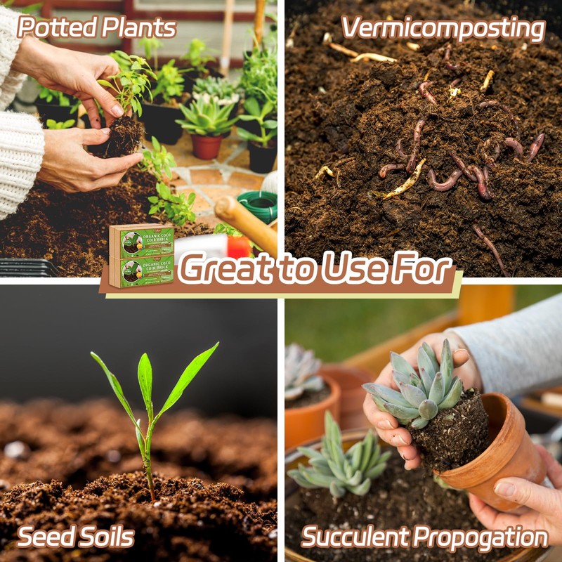 Riare 8pcs Organic Coco Coir Bricks Soil Blocks- 100% Natural