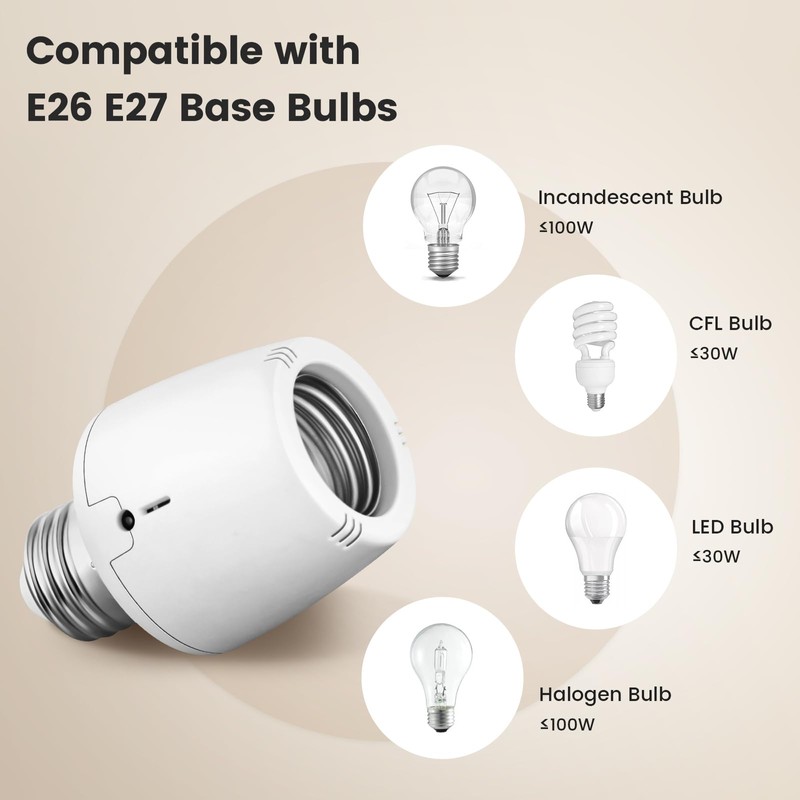 SURAIELEC Light Sensor Socket, Automatic Dusk to Dawn Sensor Socket,