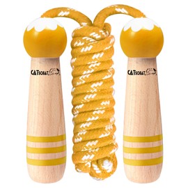 Catsobat Jump Rope, Training Skipping Rope, For Classrooms, Kids, Juniors, Adjustable Rope, Cute Wooden Design (Yellow)