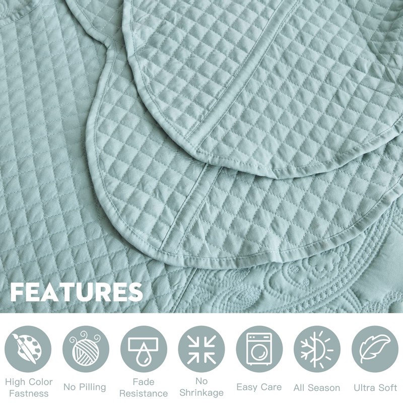 Blythease Oversized King Bedspread 128x120 Extra Wide, Paisley Pattern Design,