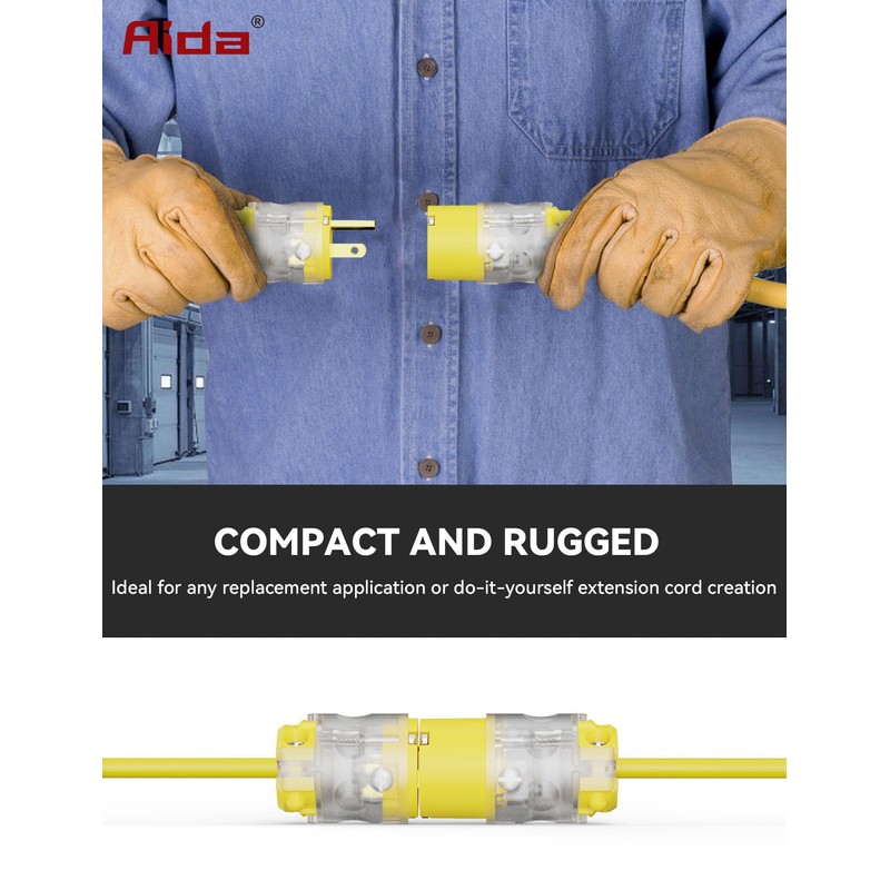 AIDA Lighted Plug and Connector Set, Straight Blade Cord End