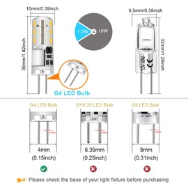 DUMILOO G4 LED Bulb JC Type Bi-Pin Base Light Bulbs 1.5W AC/DC 12V 6000K Daylight White 10W T3 Halogen Bulb Replacement for Under Cabinet Puck Light, Chandelier, RV, Landscape Lighting (12 Pack)