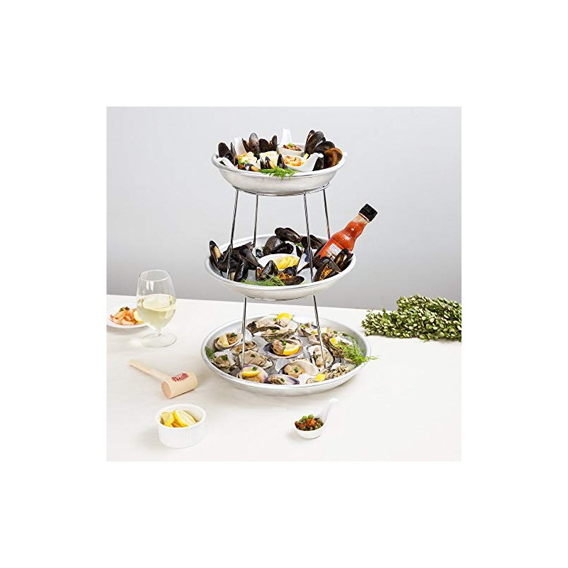 TableTop King 3-Tier Seafood Tower Set with Mini Aluminum Trays
