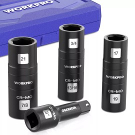 WORKPRO 4PCS Impact Socket Set 1/2" Drive, Lug Nut Socket Set Cr-Mo Steel