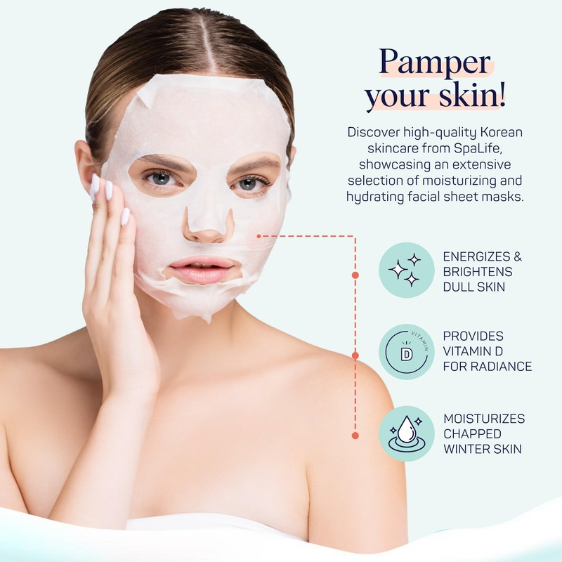 SpaLife Winter Skin Facial Mask 12-Count Set - Infused with